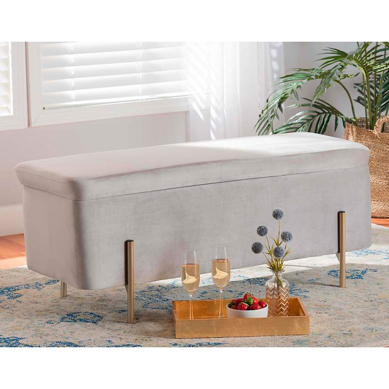 Image 1 Baxton Studio Rockwell Gray Velvet Storage Bench