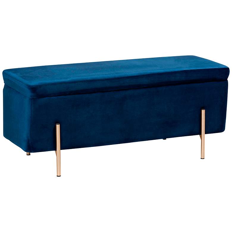 Image 2 Baxton Studio Rockwell Navy Blue Velvet Storage Bench