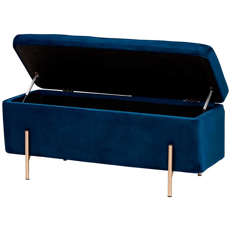 Image 5 Baxton Studio Rockwell Navy Blue Velvet Storage Bench more views