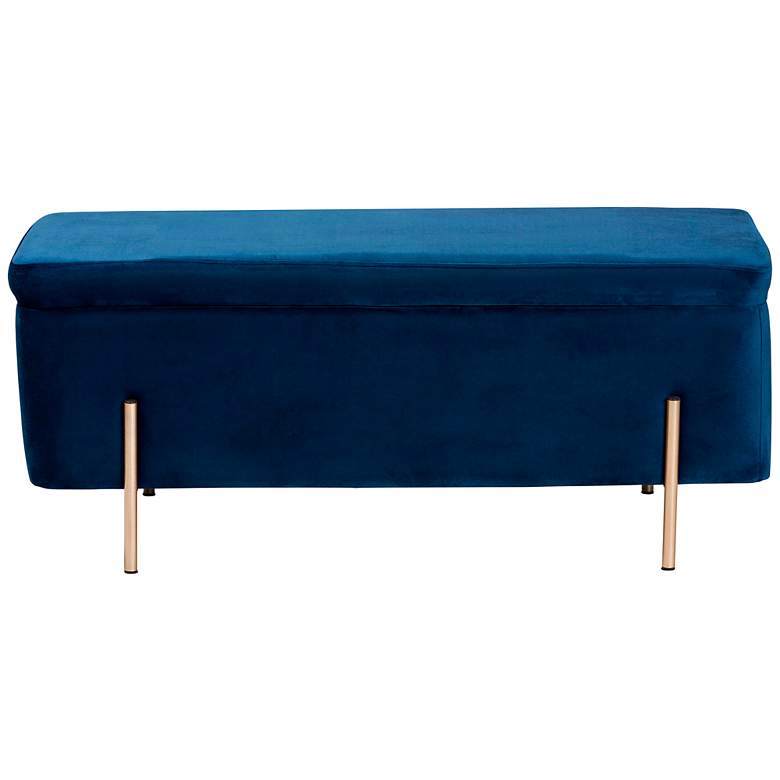 Image 6 Baxton Studio Rockwell Navy Blue Velvet Storage Bench more views