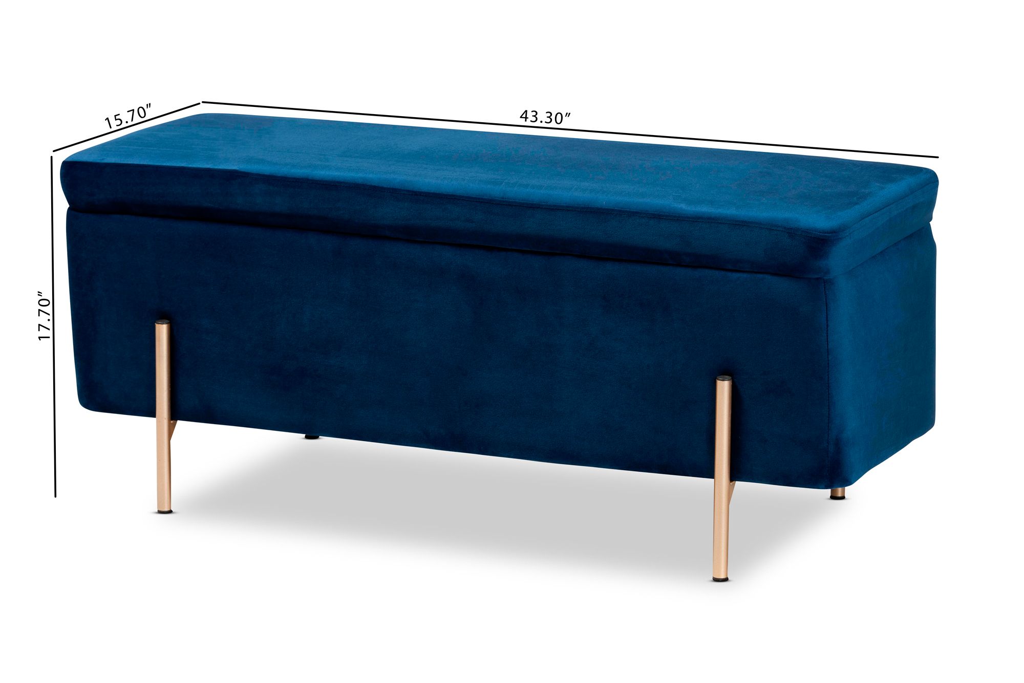 Baxton Studio Rockwell Navy Blue Velvet Storage Bench