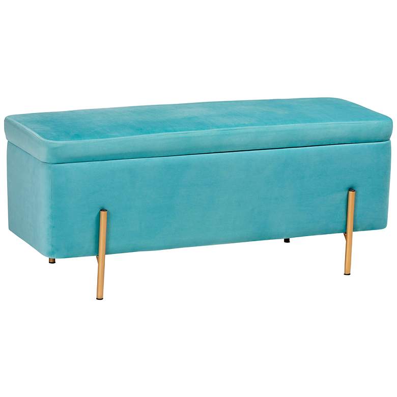 Image 2 Baxton Studio Rockwell Sky Blue Velvet Storage Bench