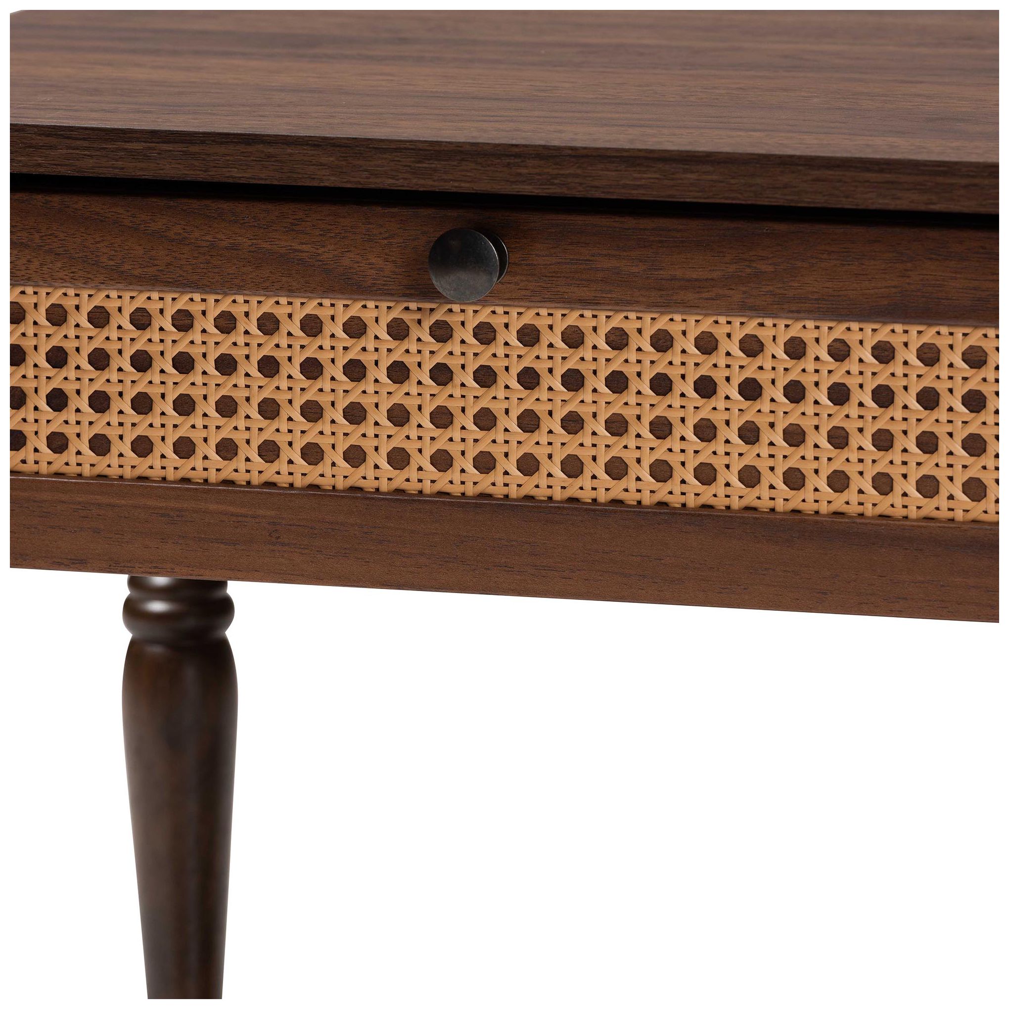 Image 7 Baxton Studio Roden Transitional Dark Brown Nightstand with Rattan more views