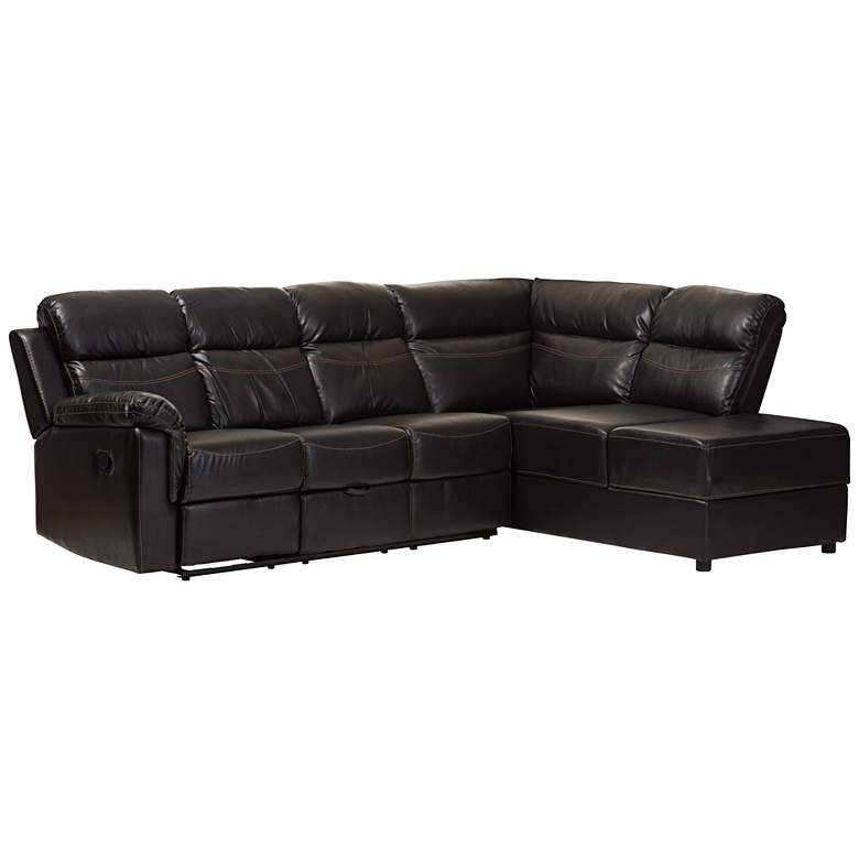 Image 1 Baxton Studio Roland Black Faux Leather 2-Piece Sectional