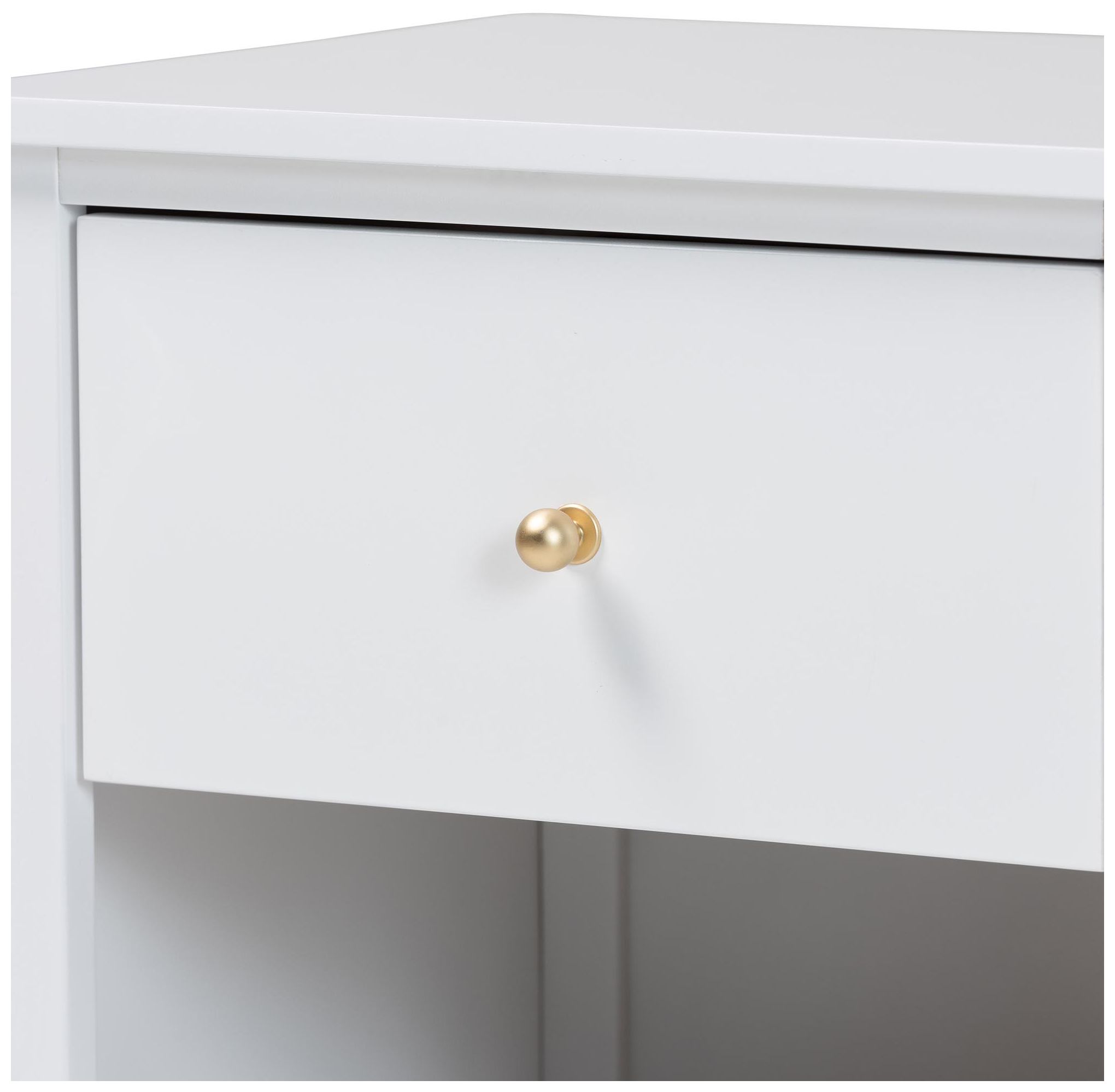 Image 6 Baxton Studio Roni Modern Scalloped White Wood 1-Drawer Nightstand more views