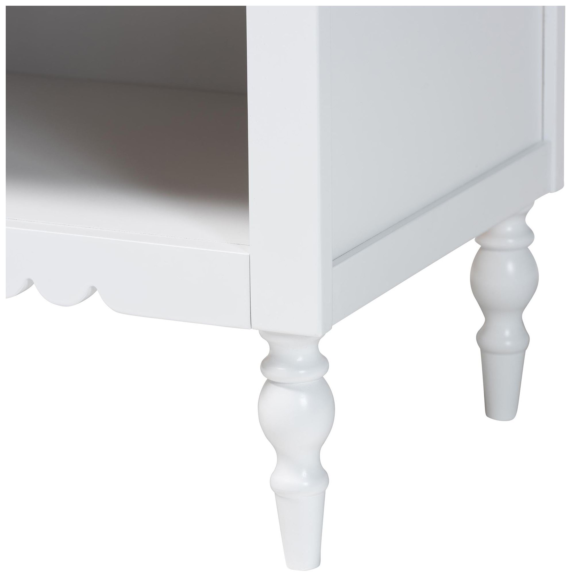 Image 7 Baxton Studio Roni Modern Scalloped White Wood 1-Drawer Nightstand more views