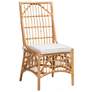 Baxton Studio Rose White Fabric Upholstered Rattan Dining Chair