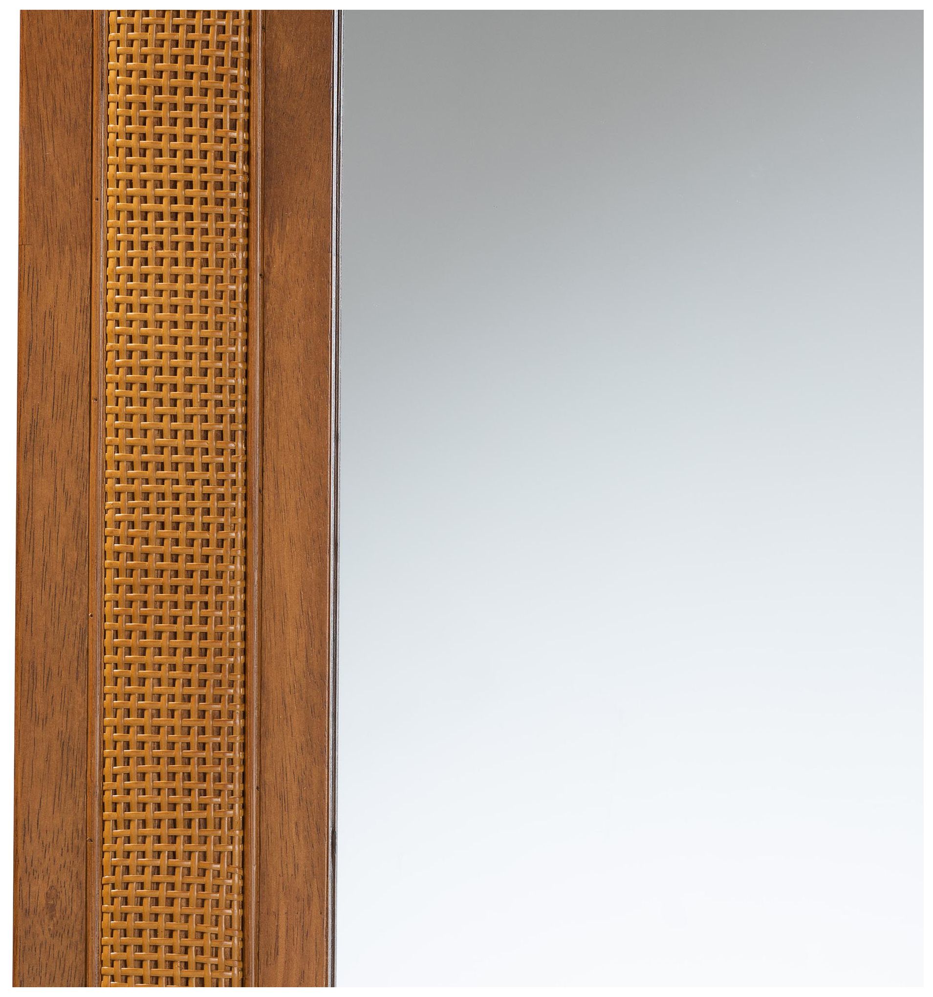 Image 4 Baxton Studio Rowanne Walnut Brown Rubberwood and Rattan Frame Wall Mirror more views