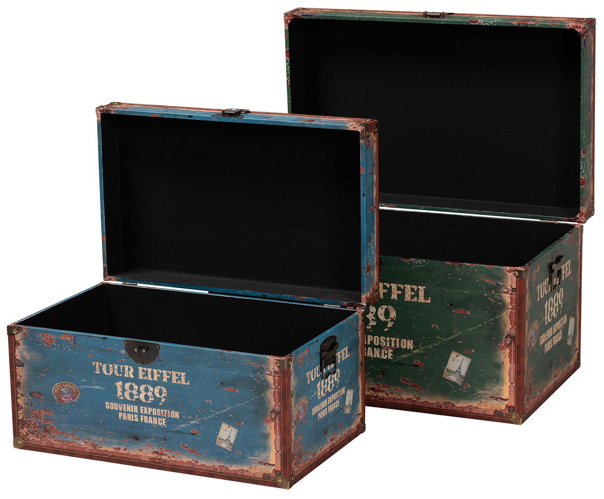 Image 3 Baxton Studio Sabeen Faux Leather and Wood 2 Piece Storage Trunk Set more views