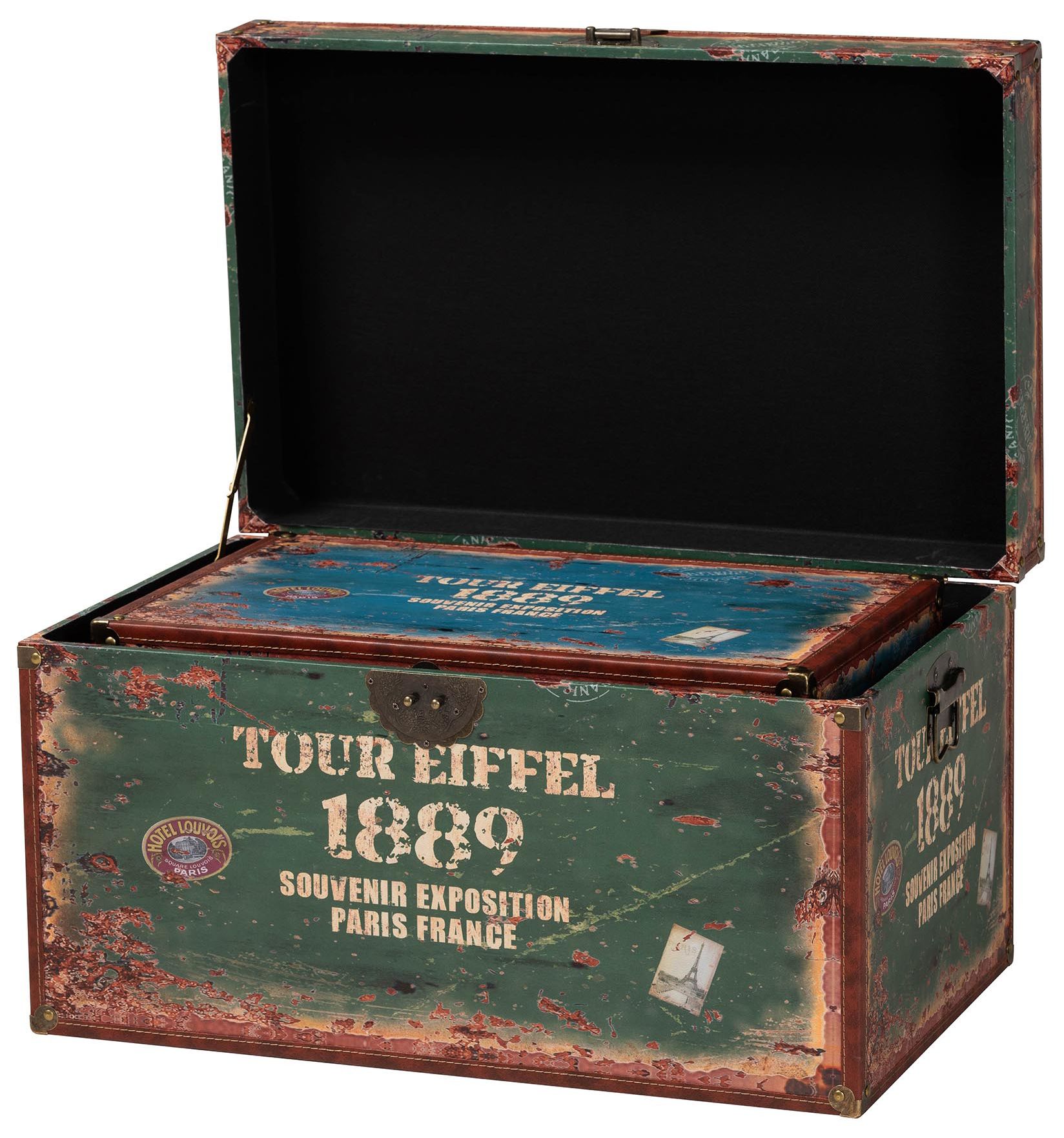 Image 4 Baxton Studio Sabeen Faux Leather and Wood 2 Piece Storage Trunk Set more views