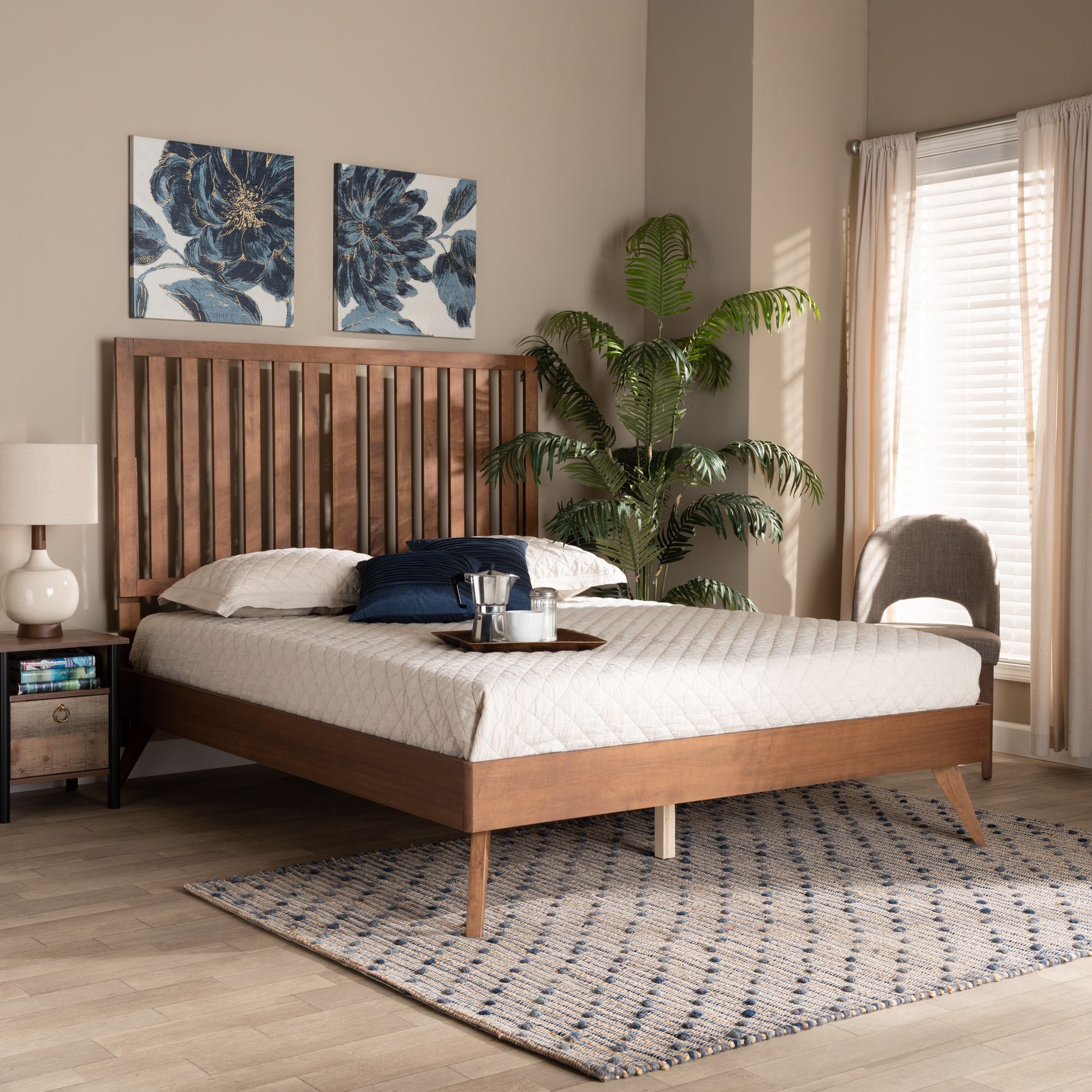 Thumbnail2 of Baxton Studio Saki Walnut Brown King Size Platform Bed