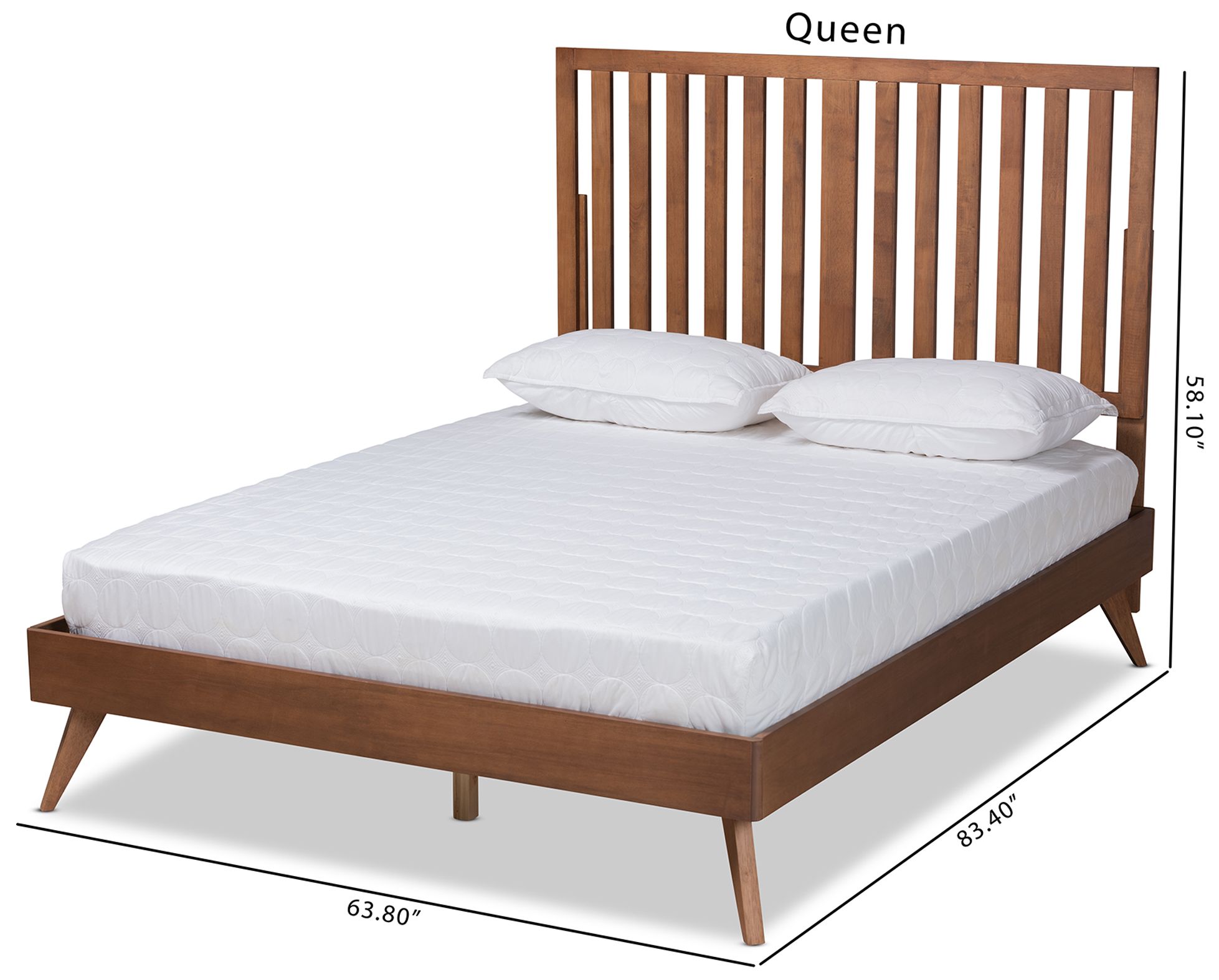 Baxton Studio Saki Walnut Brown King Size Platform Bed in scene