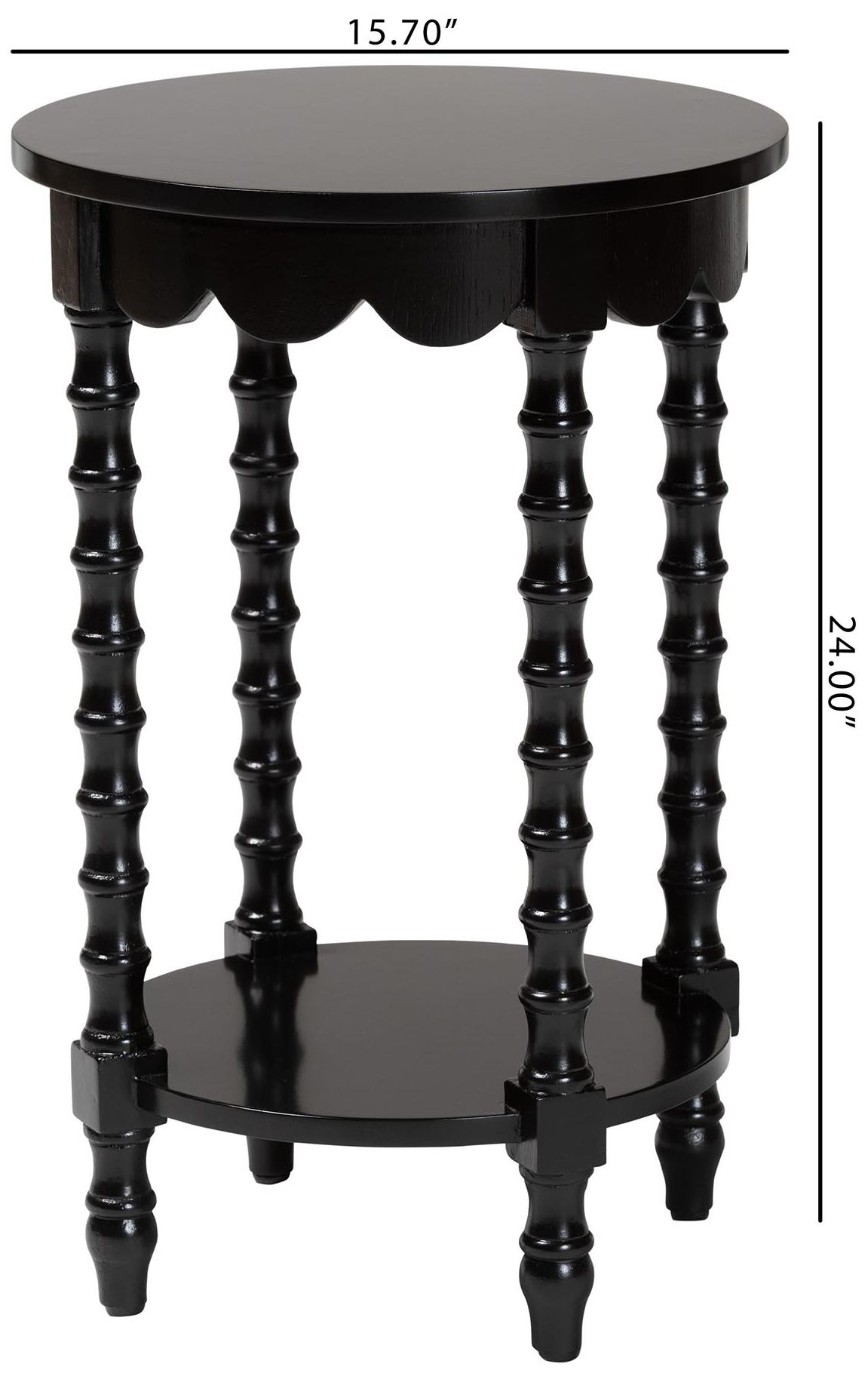 Baxton Studio Sally Round Nightstand - Side Table with Open Shelf, Black