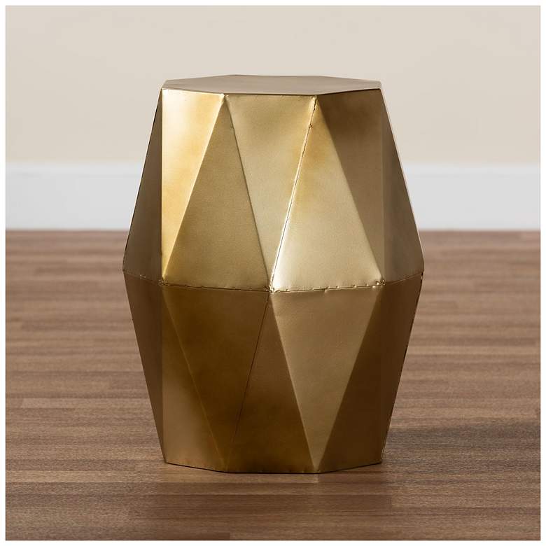 Image 1 Baxton Studio Salman Geometric Bronze Metal Accent Table