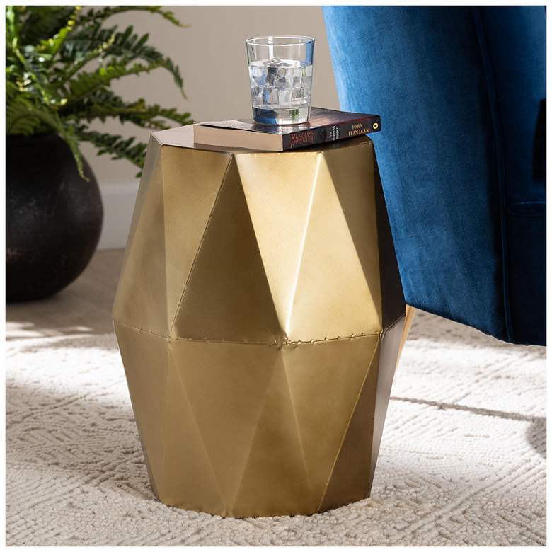 Image 3 Baxton Studio Salman Geometric Bronze Metal Accent Table more views