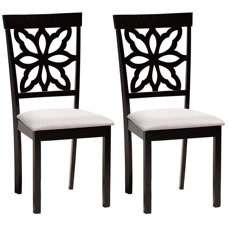 Image 1 Baxton Studio Samwell Grey Fabric Upholstered Wood 2-Piece Dining Chair Set