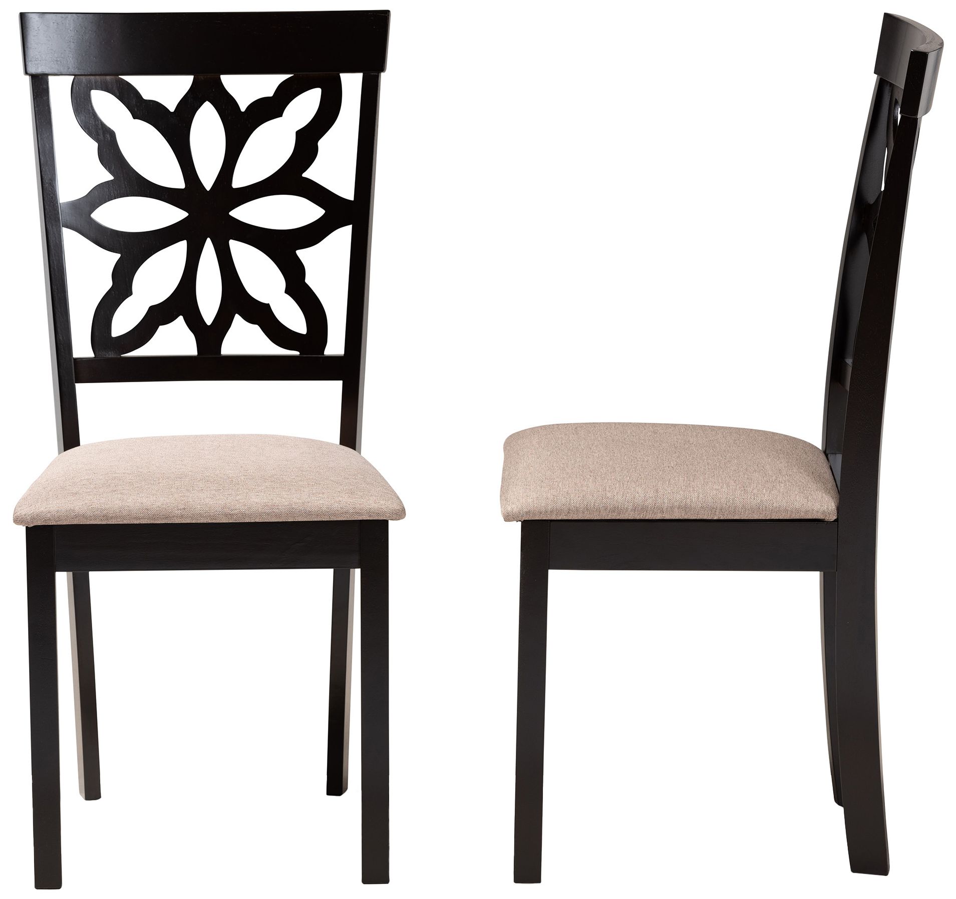Thumbnail4 of Baxton Studio Samwell Sand Fabric Upholstered Wood 2-Piece Dining Chair Set more views