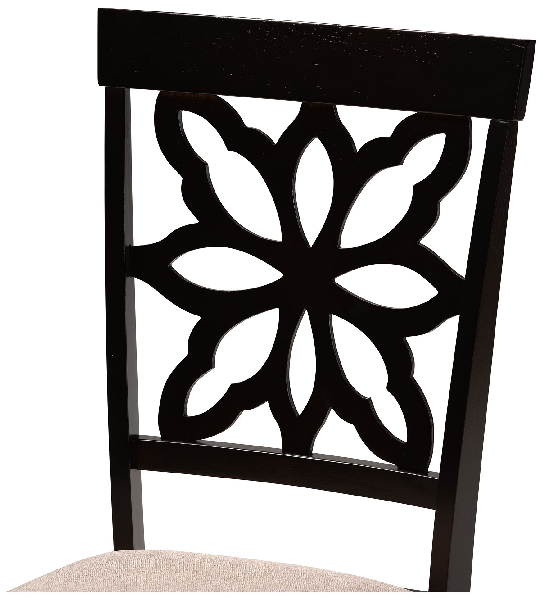 Baxton Studio Samwell Sand Fabric Upholstered Wood 2-Piece Dining Chair Set