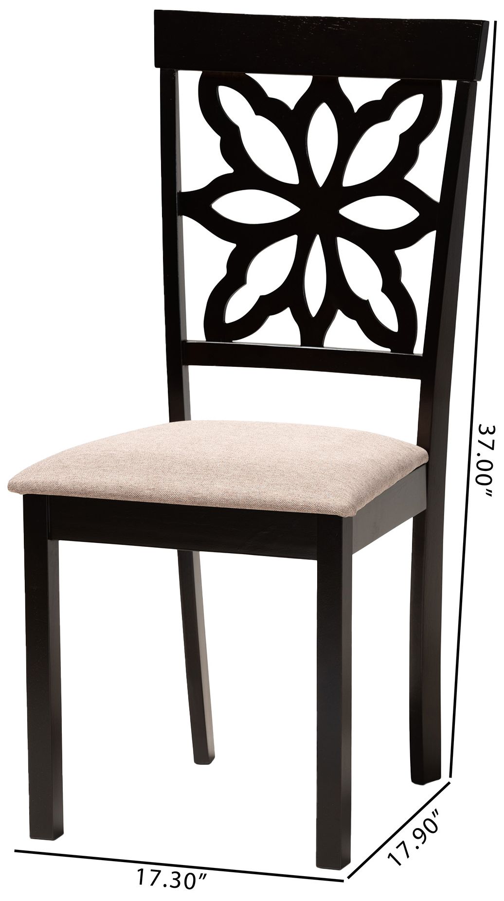 Baxton Studio Samwell Sand Fabric Upholstered Wood 2-Piece Dining Chair Set