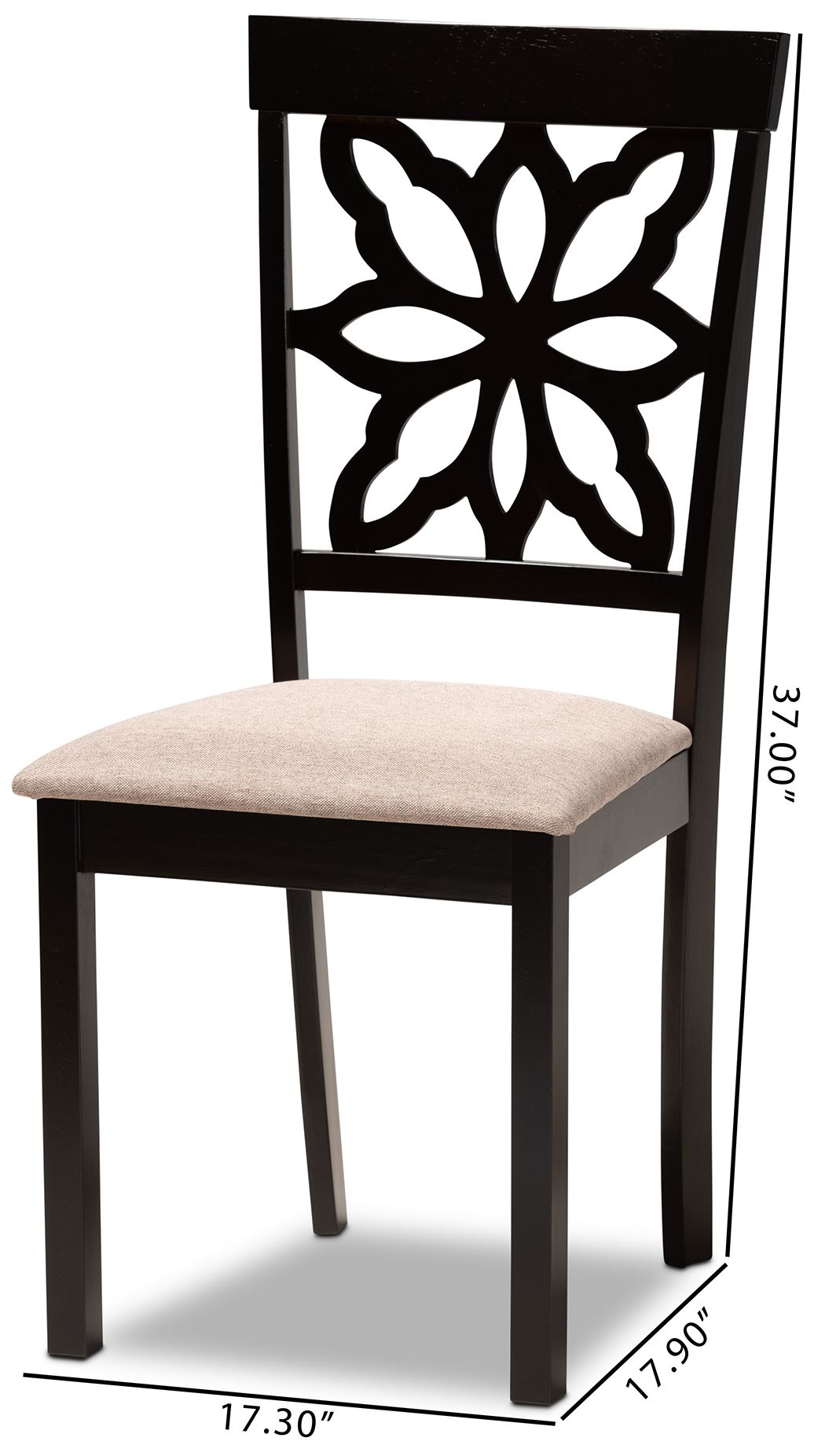 Baxton Studio Samwell Sand Fabric Upholstered Wood 2-Piece Dining Chair Set