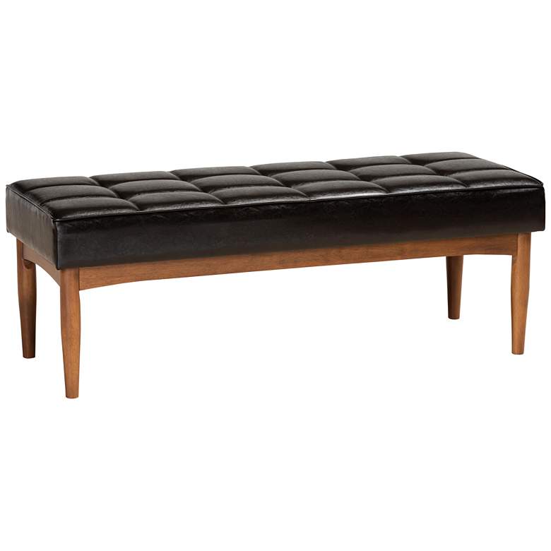 Image 2 Baxton Studio Sanford Dark Brown Faux Leather Dining Bench