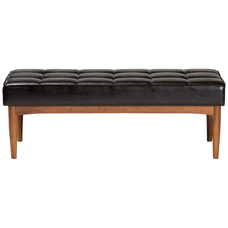 Image 4 Baxton Studio Sanford Dark Brown Faux Leather Dining Bench more views