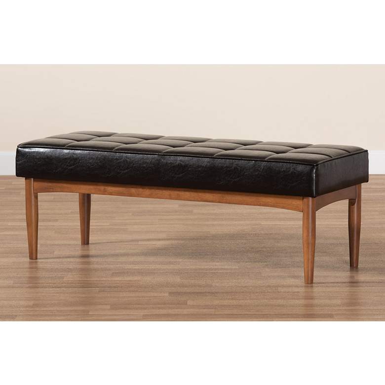 Image 7 Baxton Studio Sanford Dark Brown Faux Leather Dining Bench more views