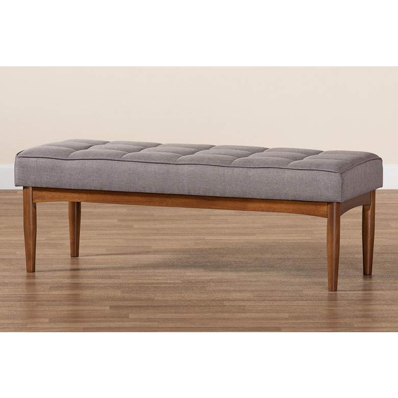 Image 7 Baxton Studio Sanford Gray Fabric Tufted Dining Bench more views