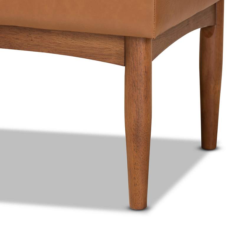 Image 3 Baxton Studio Sanford Tan Faux Leather Tufted Dining Bench more views