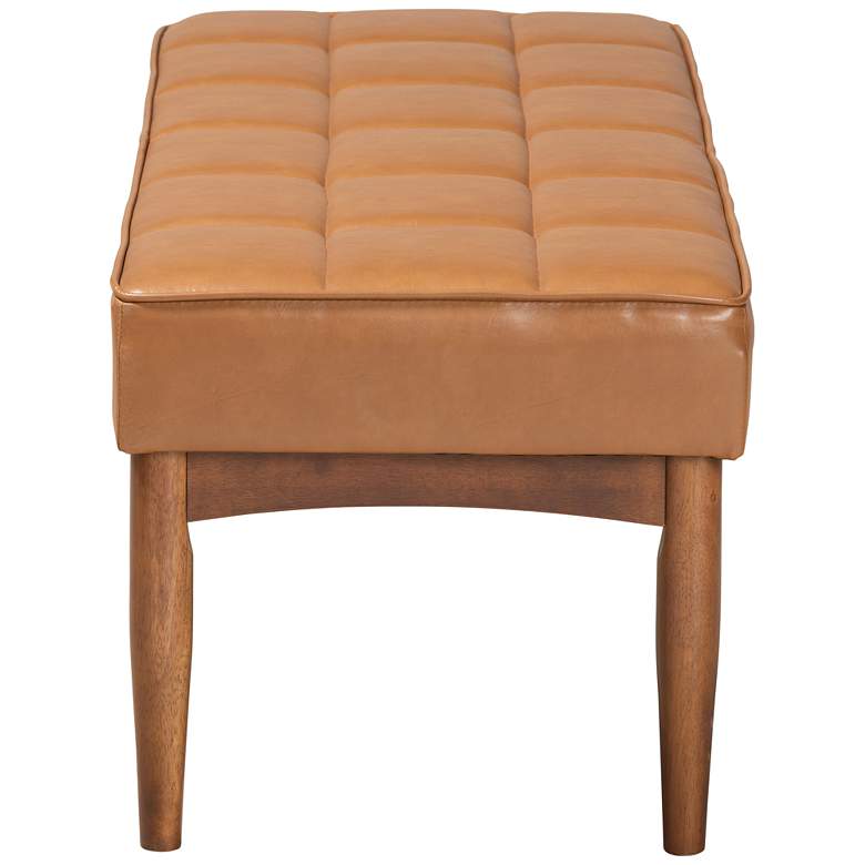Image 5 Baxton Studio Sanford Tan Faux Leather Tufted Dining Bench more views