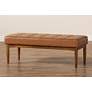 Baxton Studio Sanford Tan Faux Leather Tufted Dining Bench in scene
