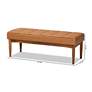 Baxton Studio Sanford Tan Faux Leather Tufted Dining Bench in scene