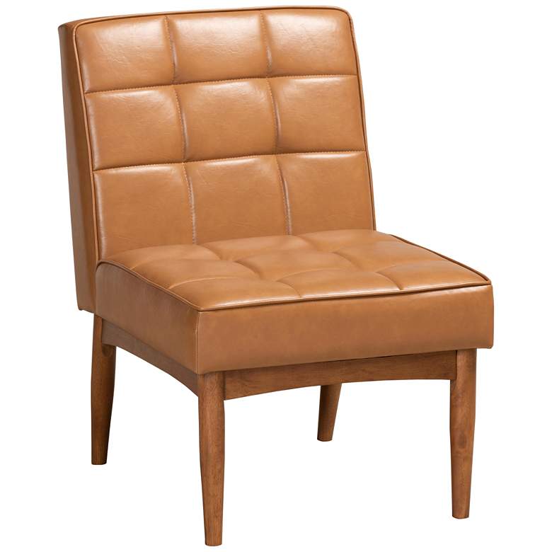 Image 2 Baxton Studio Sanford Tan Faux Leather Tufted Dining Chair