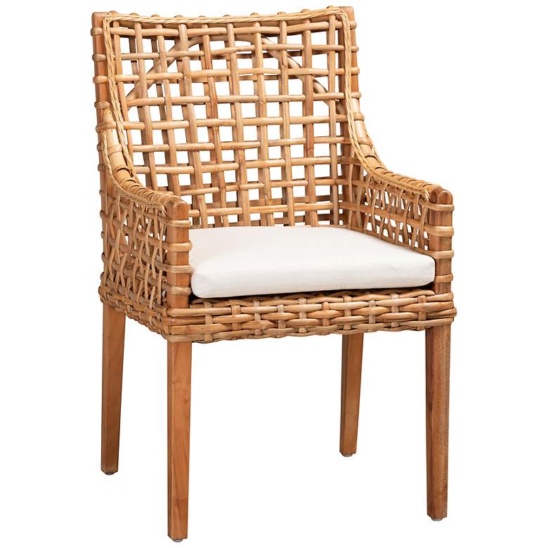 Image 2 Baxton Studio Saoka Natural Brown Wood and Rattan Armchair
