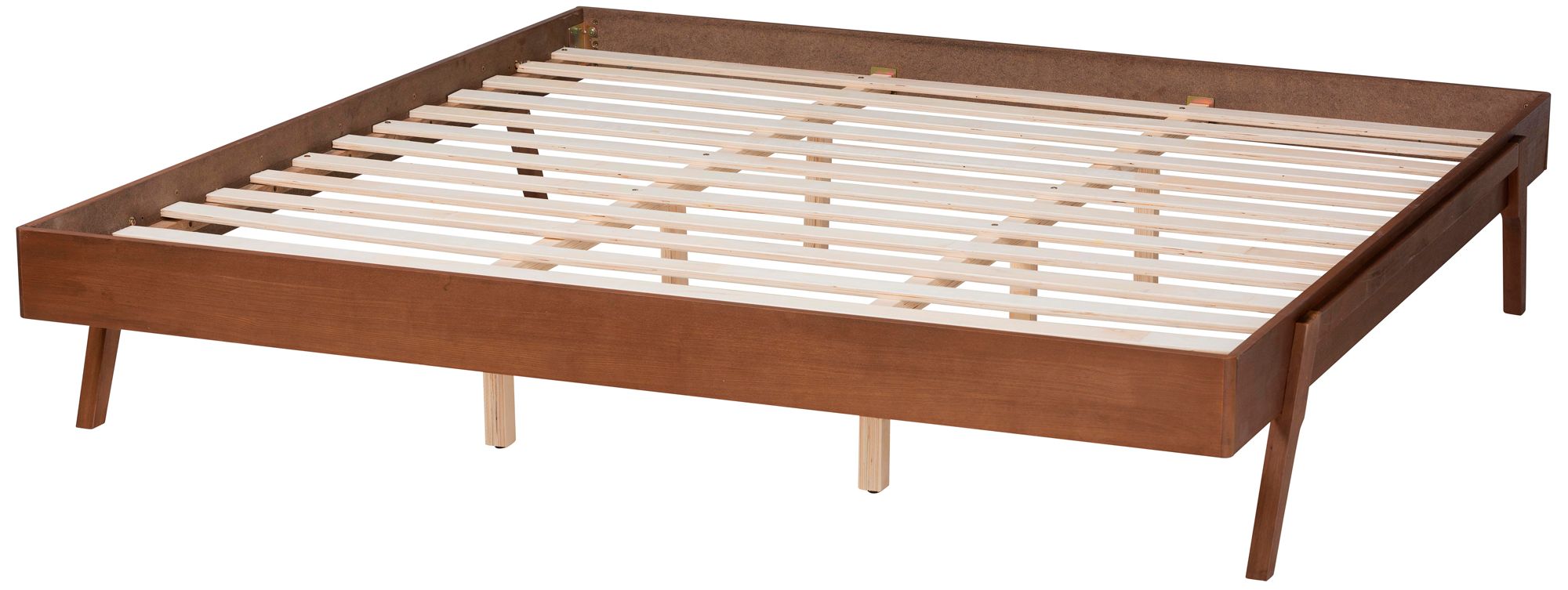 Baxton Studio Sarita Ash Walnut Wood King Size Bed Frame