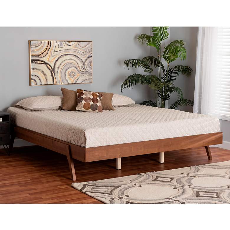 Image 1 Baxton Studio Sarita Ash Walnut Wood Modern Queen Size Bed Frame