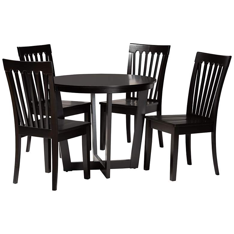 Image 2 Baxton Studio Sasa Dark Brown Wood 5-Piece Dining Set