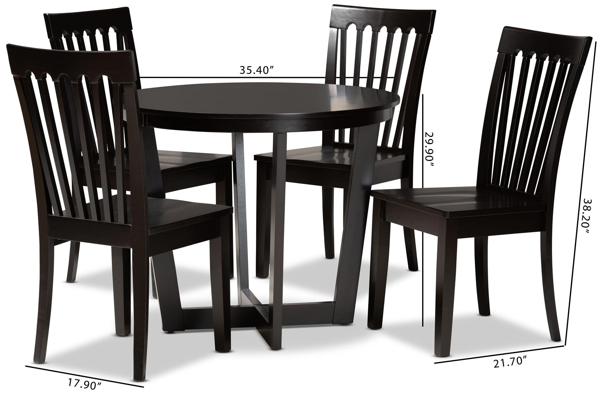 Baxton Studio Sasa Dark Brown Wood 5-Piece Dining Set in scene