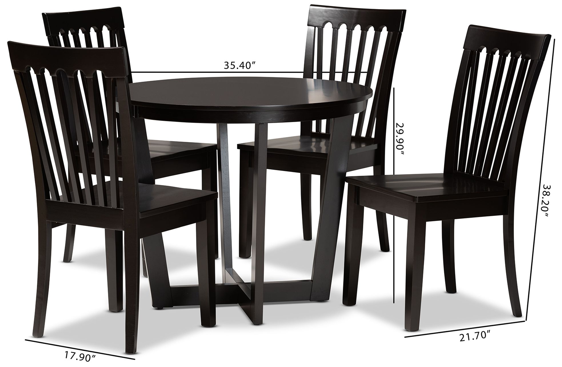 Baxton Studio Sasa Dark Brown Wood 5-Piece Dining Set in scene
