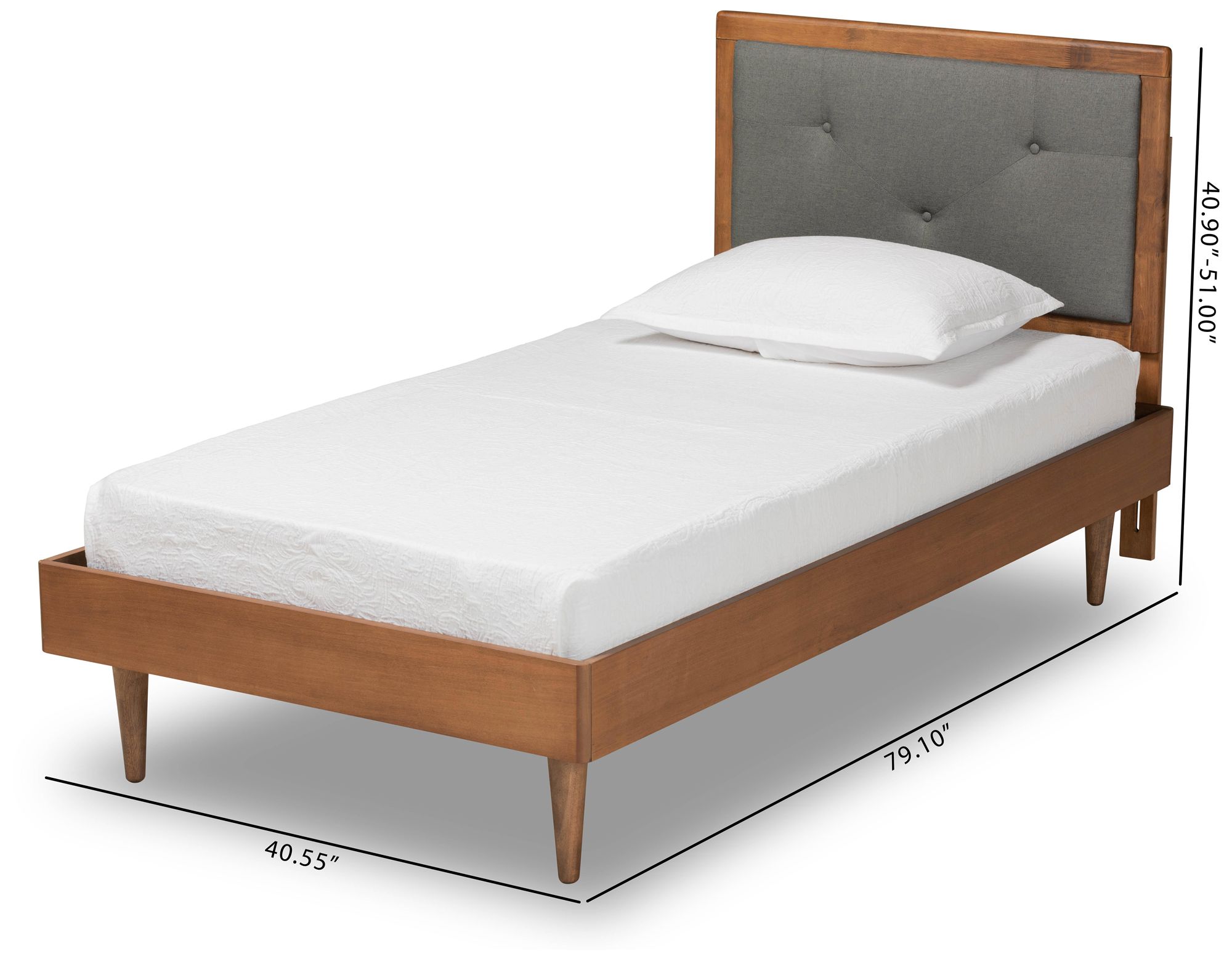 Baxton Studio Saul Dark Gray Fabric Twin Size Platform Bed in scene