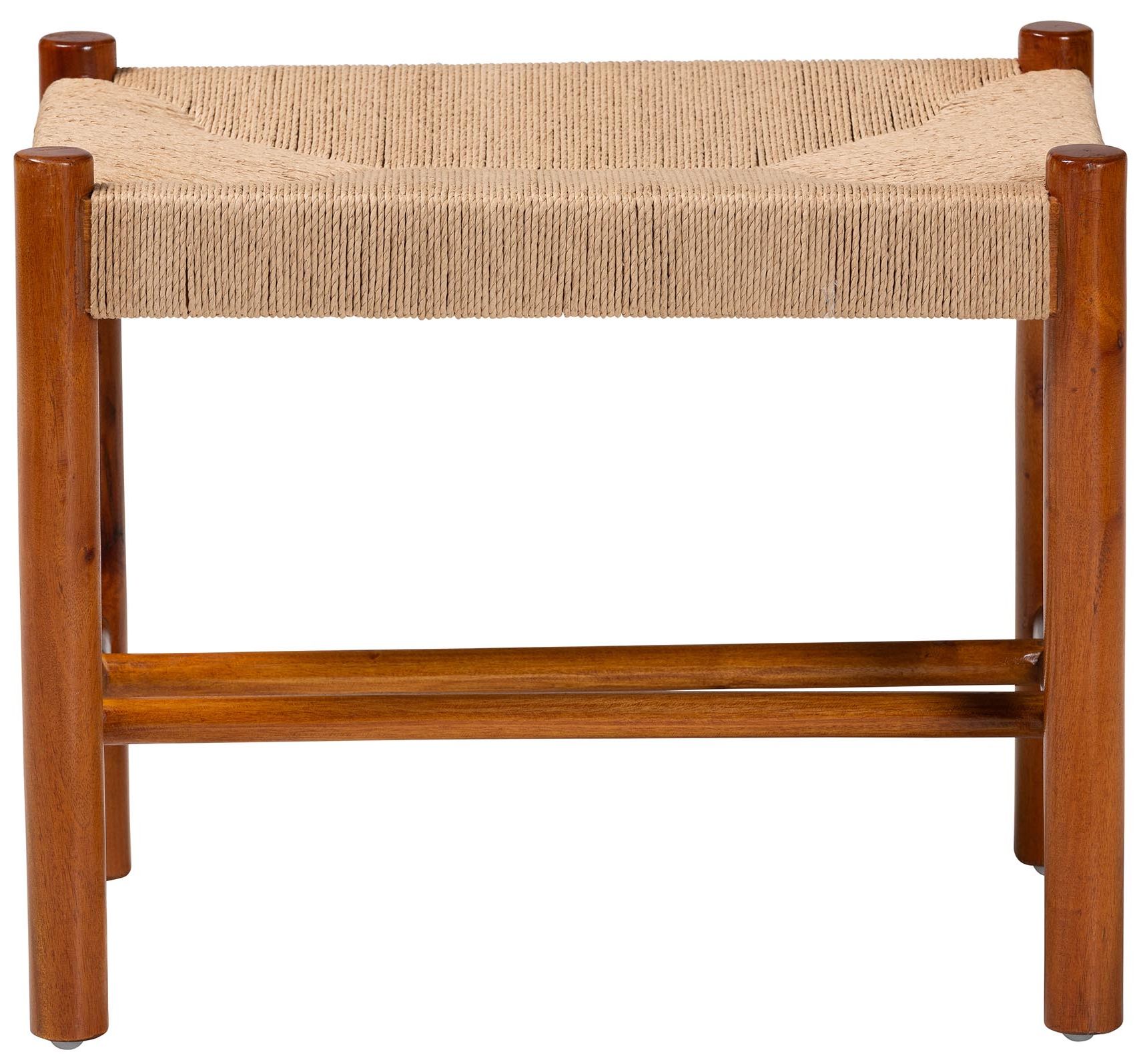 Image 3 Baxton Studio Saura Oak Brown Finished Wood and Hemp Accent Bench more views
