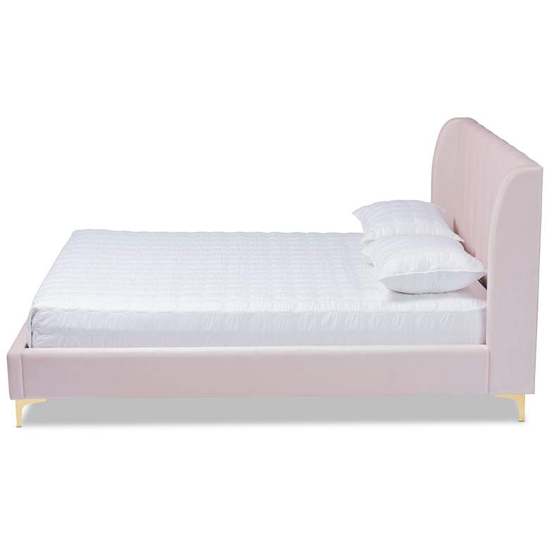 Image 3 Baxton Studio Saverio Light Pink Fabric Upholstered Queen Size Platform Bed more views