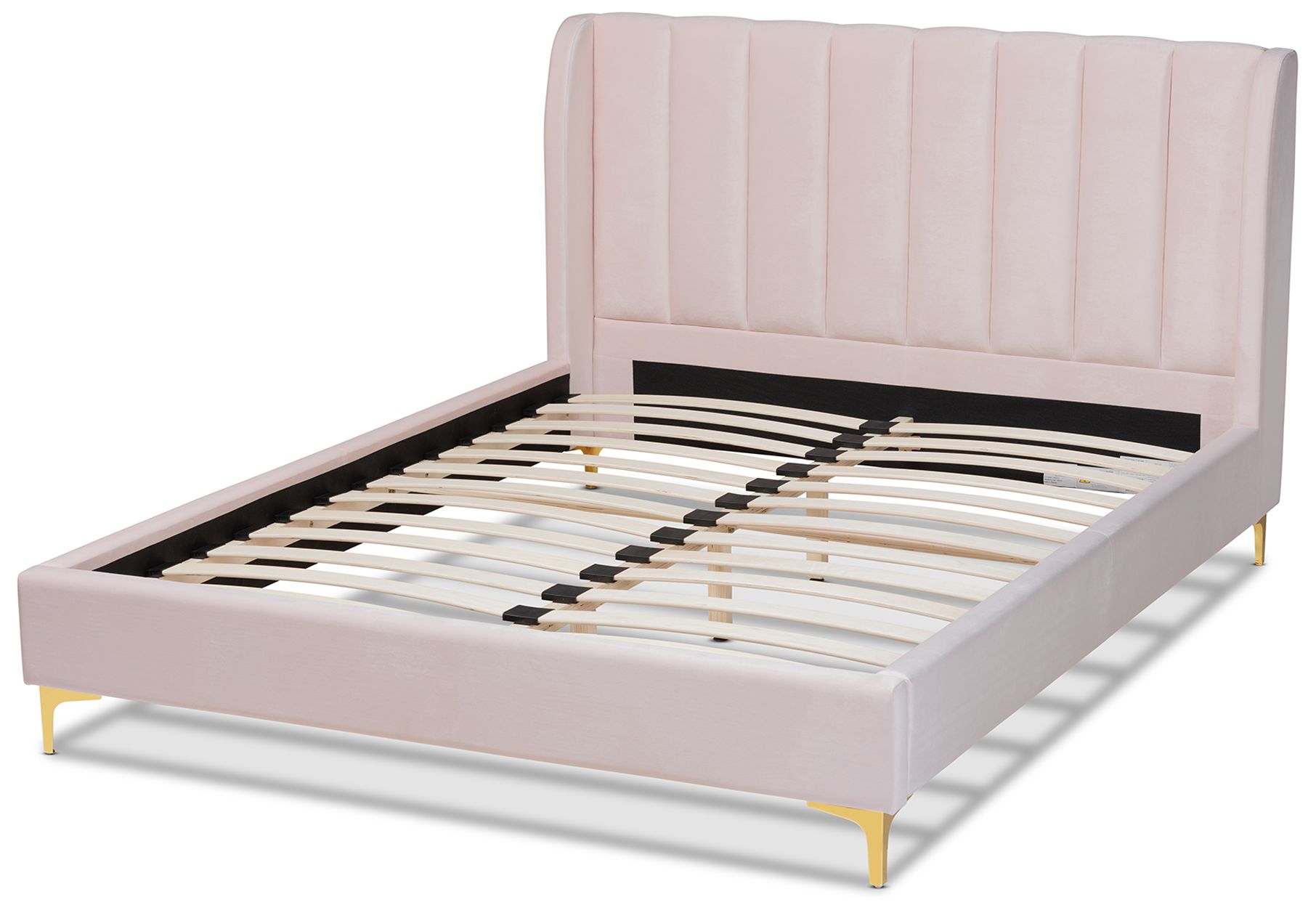 Image 4 Baxton Studio Saverio Light Pink Fabric Upholstered Queen Size Platform Bed more views