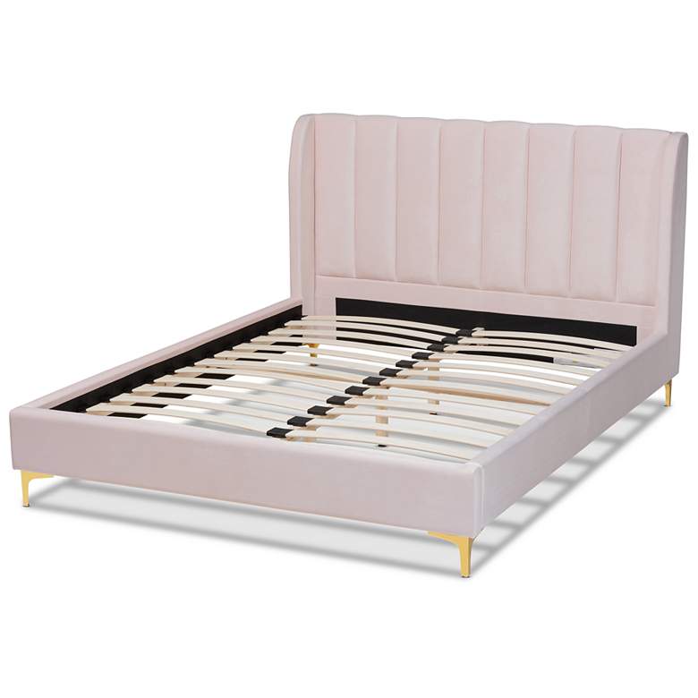 Image 4 Baxton Studio Saverio Light Pink Fabric Upholstered Queen Size Platform Bed more views
