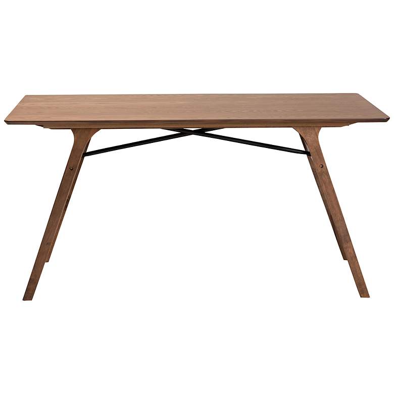 Image 4 Baxton Studio Saxton 59" Wide Walnut Brown Wood Dining Table more views