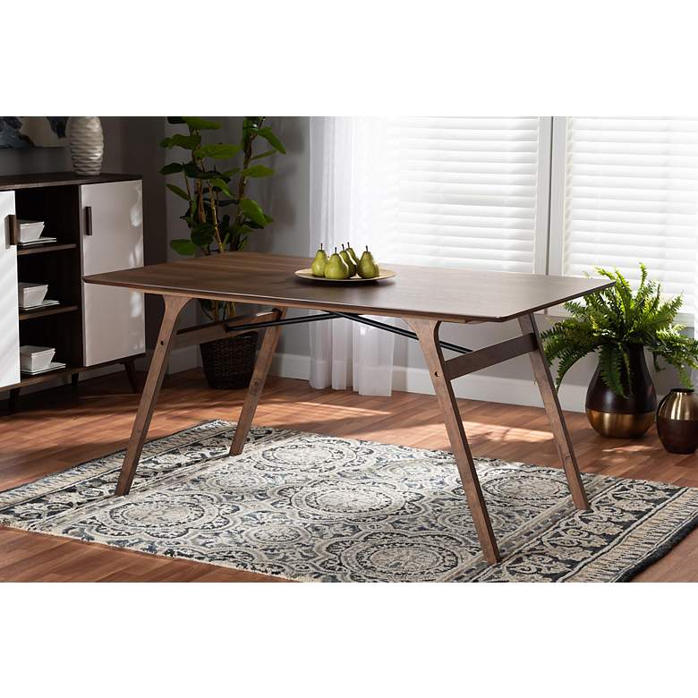 Image 6 Baxton Studio Saxton 59" Wide Walnut Brown Wood Dining Table more views