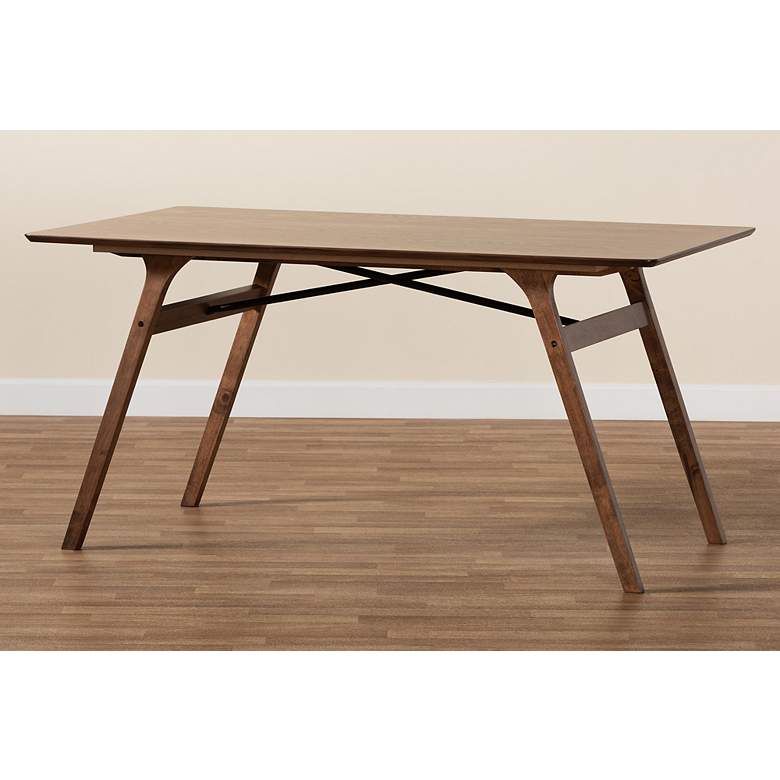 Image 7 Baxton Studio Saxton 59" Wide Walnut Brown Wood Dining Table more views