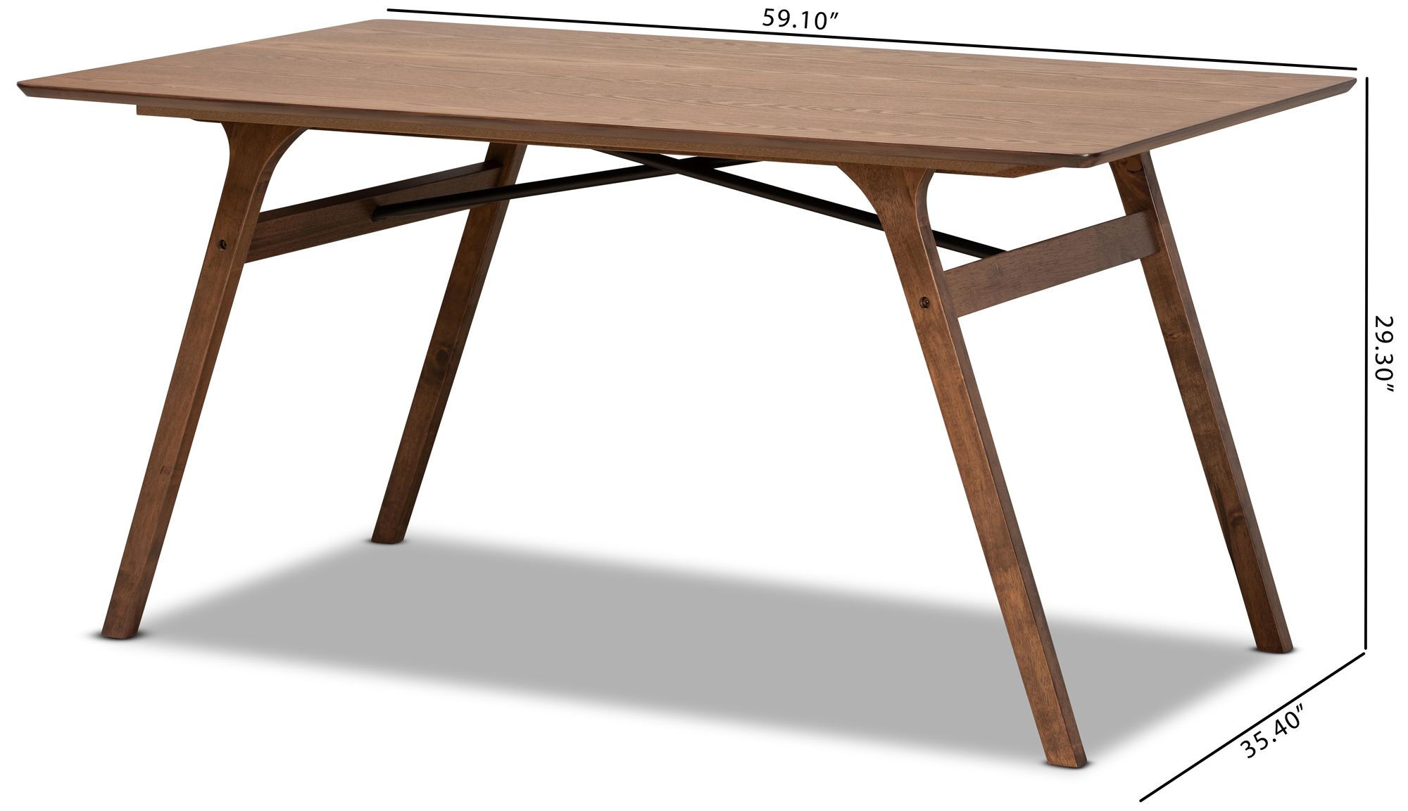 Baxton Studio Saxton 59" Wide Walnut Brown Wood Dining Table