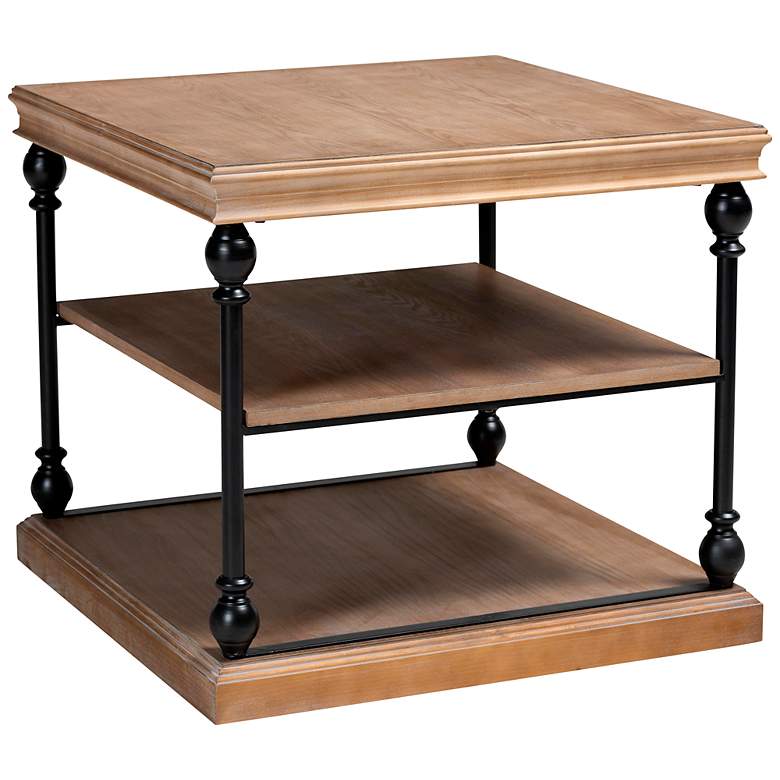 Image 2 Baxton Studio Sebastian 28" Wide Gray Wash 3-Tier End Table