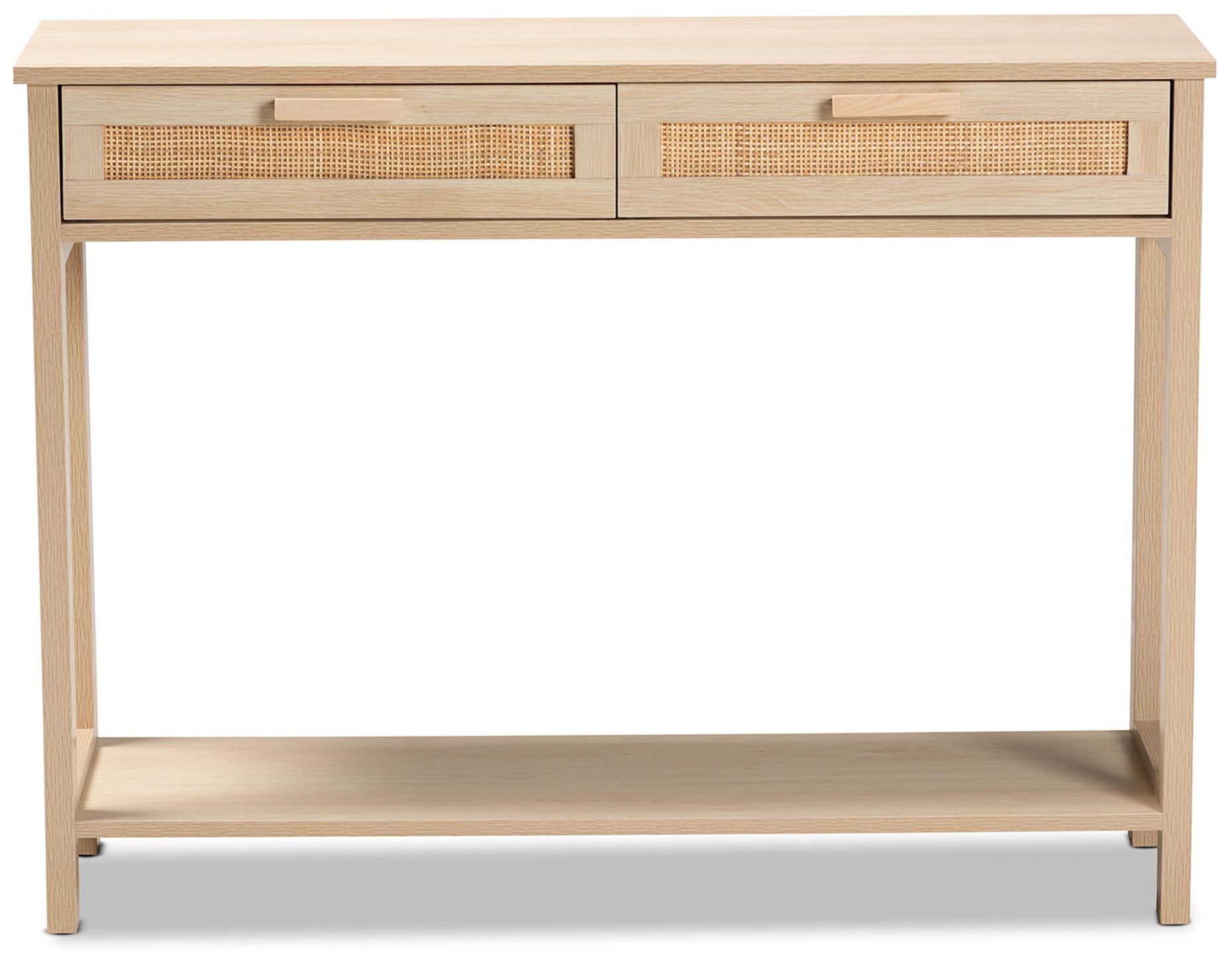 Image 4 Baxton Studio Sebille Wood 2-Drawer Console Table with Natural Rattan more views